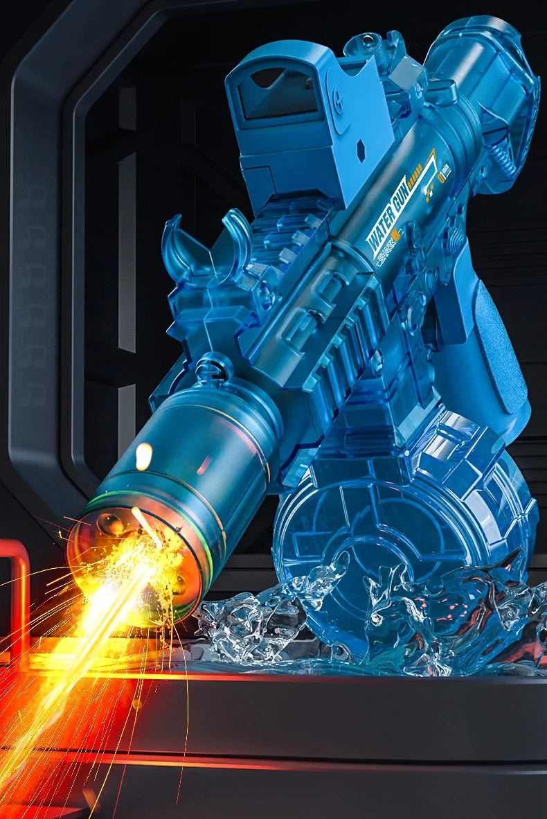New M416 Electric Water Gun With light Sprays Flame Effect Continuously High-pressure High-speed Powerful Outdoor Water Gun Toys