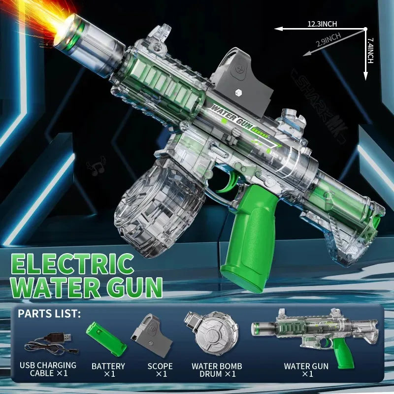 New M416 Electric Water Gun With light Sprays Flame Effect Continuously High-pressure High-speed Powerful Outdoor Water Gun Toys