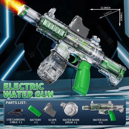 New M416 Electric Water Gun With light Sprays Flame Effect Continuously High-pressure High-speed Powerful Outdoor Water Gun Toys