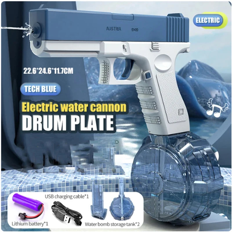 New M416 Electric Water Gun With light Sprays Flame Effect Continuously High-pressure High-speed Powerful Outdoor Water Gun Toys