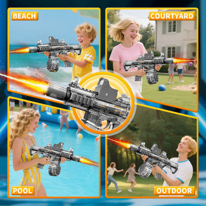 New M416 Electric Water Gun With light Sprays Flame Effect Continuously High-pressure High-speed Powerful Outdoor Water Gun Toys