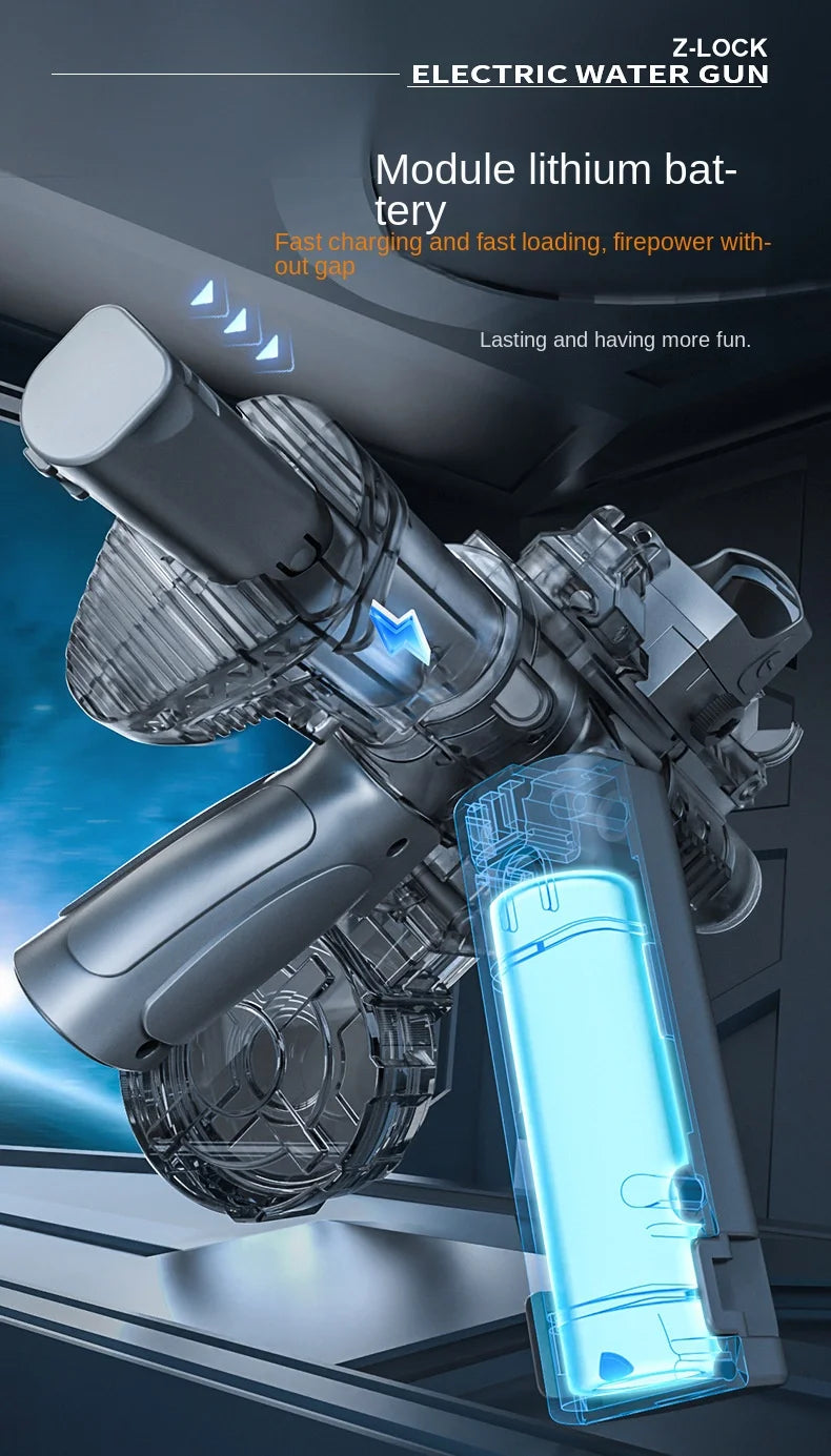New M416 Electric Water Gun With light Sprays Flame Effect Continuously High-pressure High-speed Powerful Outdoor Water Gun Toys