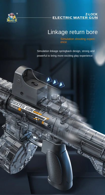 New M416 Electric Water Gun With light Sprays Flame Effect Continuously High-pressure High-speed Powerful Outdoor Water Gun Toys
