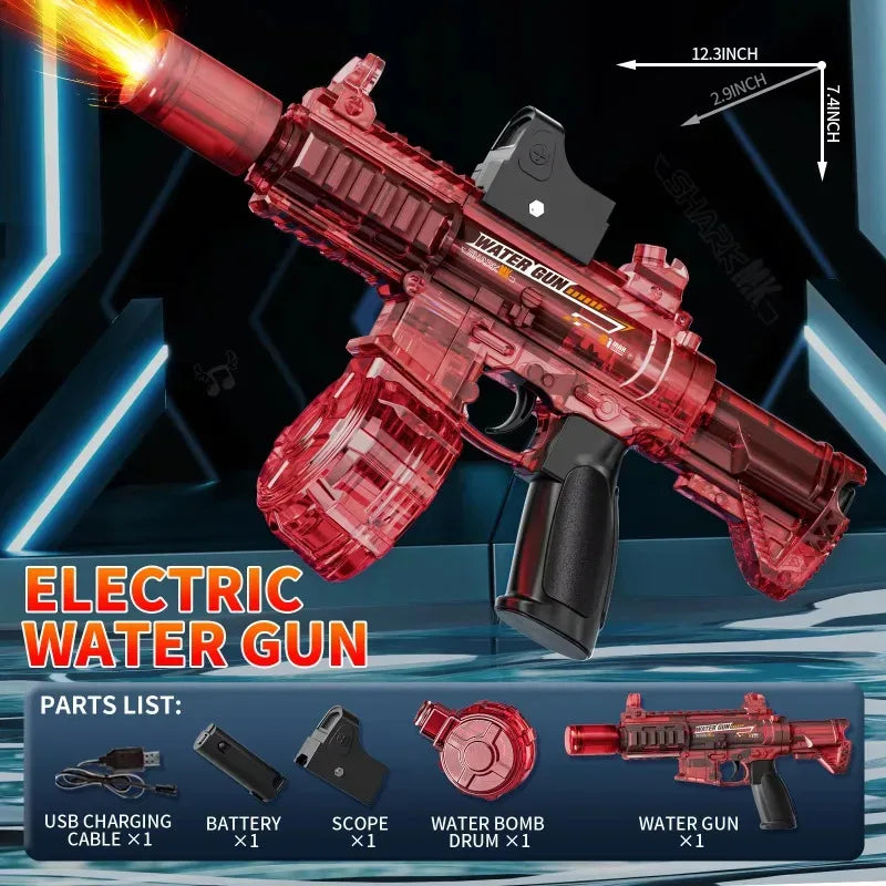 New M416 Electric Water Gun With light Sprays Flame Effect Continuously High-pressure High-speed Powerful Outdoor Water Gun Toys